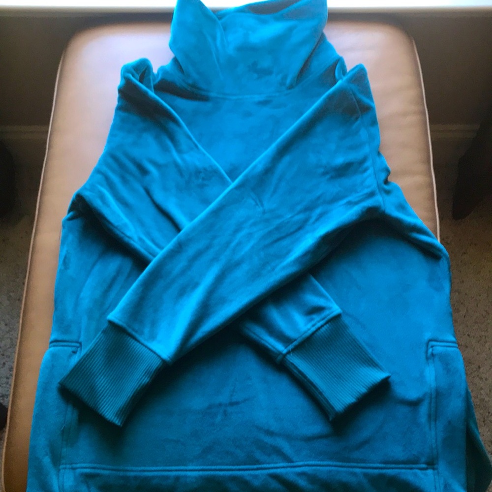 Teal fluffy turtleneck
